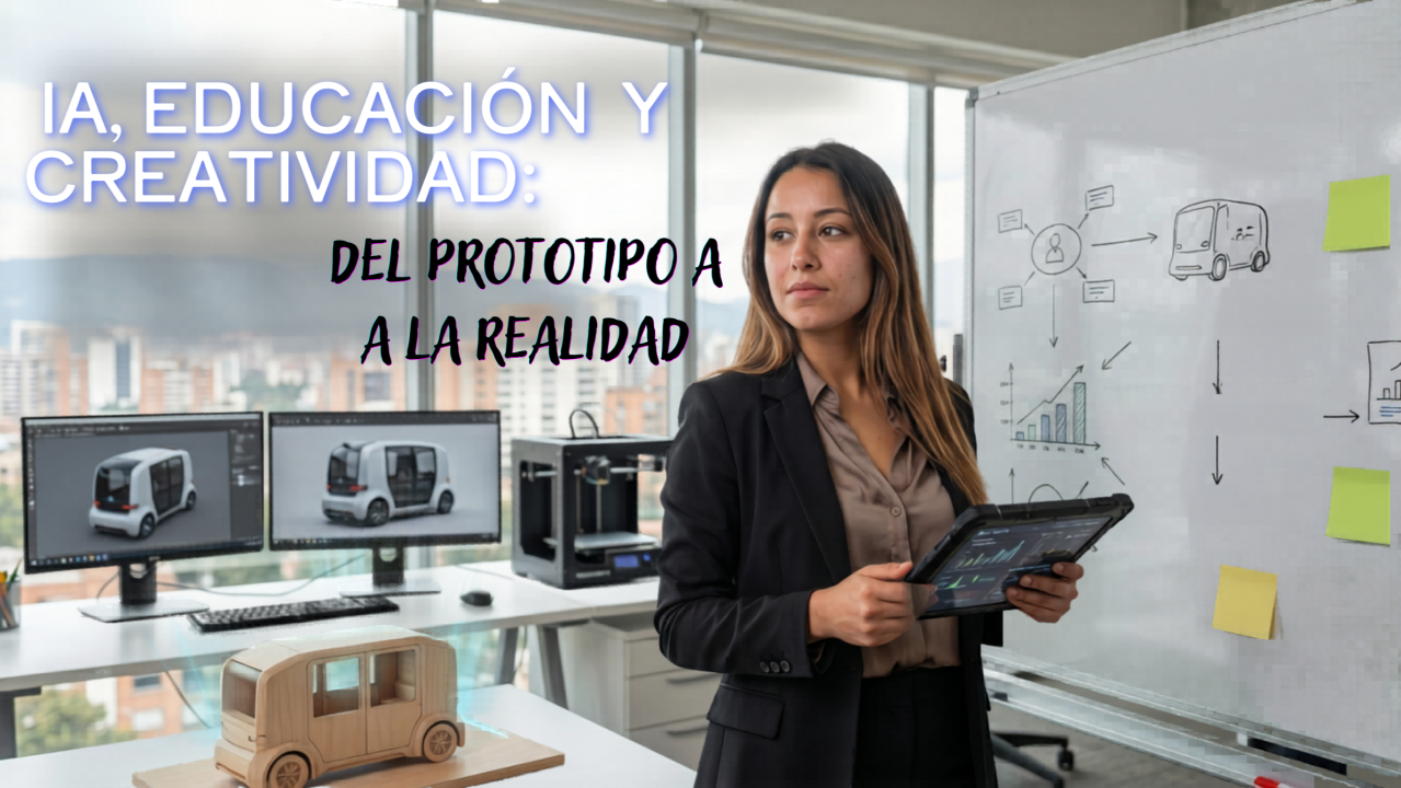 Paula Andrea Pinzón en un entorno de trabajo mostrando aplicaciones creativas de IA.